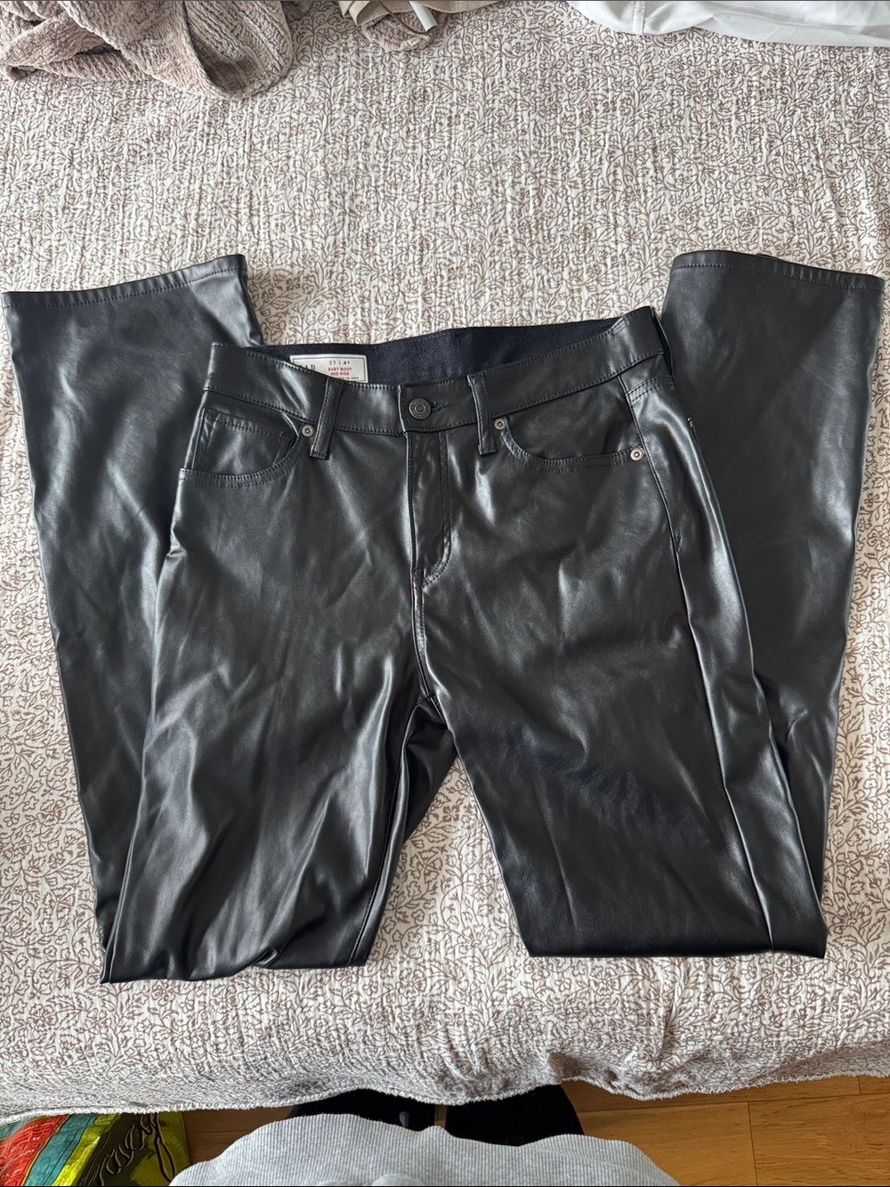 Black Faux Leather Pants- fleece lined